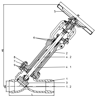 ARI-FABA® LA Stop valve – straight through with long bellow and bellows seal