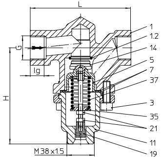 ARI-TEMPTROL® 773 LCG Thermal-mixing-diverting valve - 3way - without cooling spacer (max. 130°C)-