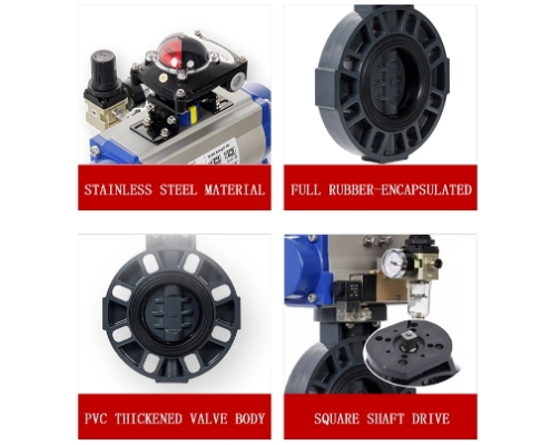 SUPMEA Pneumatic PVC Wafer Butterfly Valve
