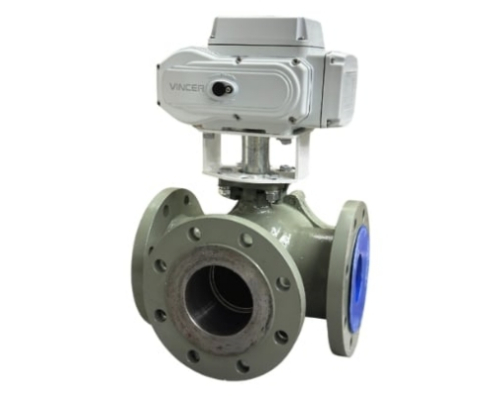 VINCER VE10-B-F3 Electric 3-Way Flanged Ball Valve