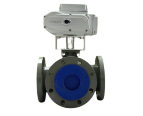 VINCER VE10-B-F3 Electric 3-Way Flanged Ball Valve