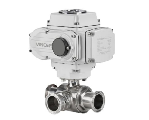 VINCER VE10-B-K Electric 2-Way Clamp Ball Valve