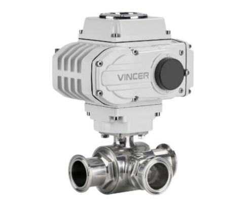 VINCER VE10-B-K Electric 2-Way Clamp Ball Valve