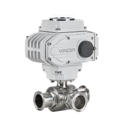 VINCER VE10-B-K3 Electric 3-Way Clamp Ball Valve