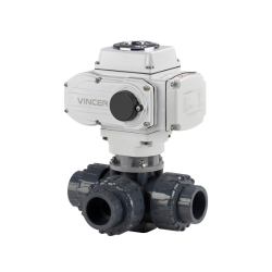 VINCER VE10-B-P3 Electric 3-Way Plastic Ball Valve