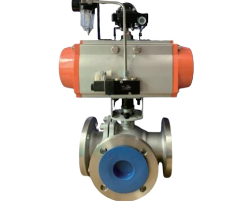 VINCER VP11-F3 Pneumatic 3-Way Flanged Ball Valve