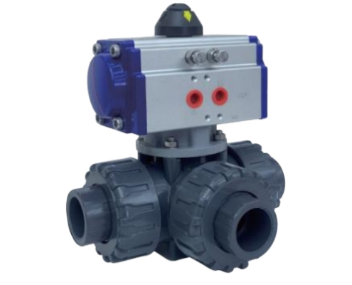 VINCER VP11-P3 Pneumatic 3-Way Plastic Ball Valve