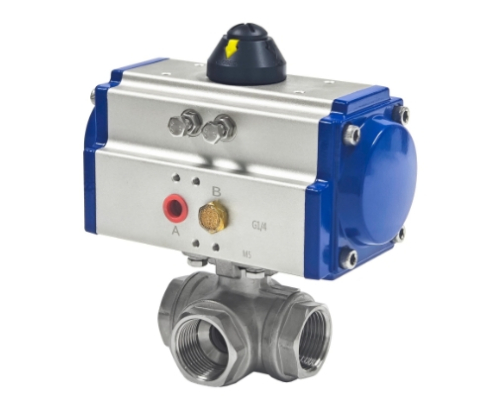 VINCER VP11-T3 Pneumatic Threaded 3-Way Ball Valve VINCER VP11-T3 Pneumatic Threaded 3-Way Ball Valve