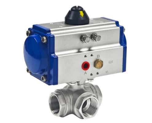 VINCER VP11-T3 Pneumatic Threaded 3-Way Ball Valve
